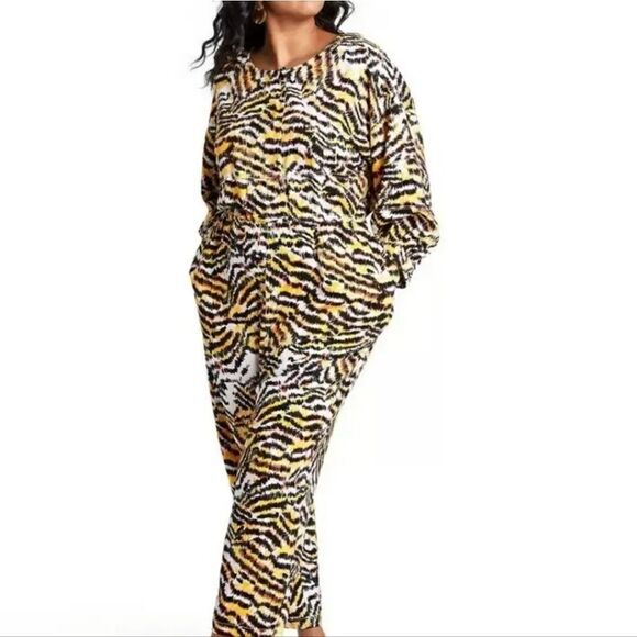 Rachel Comey Pants - Rachel Comey Women's Plus Size Animal Print 3/4 Sleeve Jumpsuit NWT Size 14
